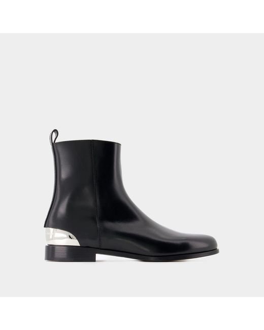 Alexander McQueen Black Metal Heel Ankle Boots for men