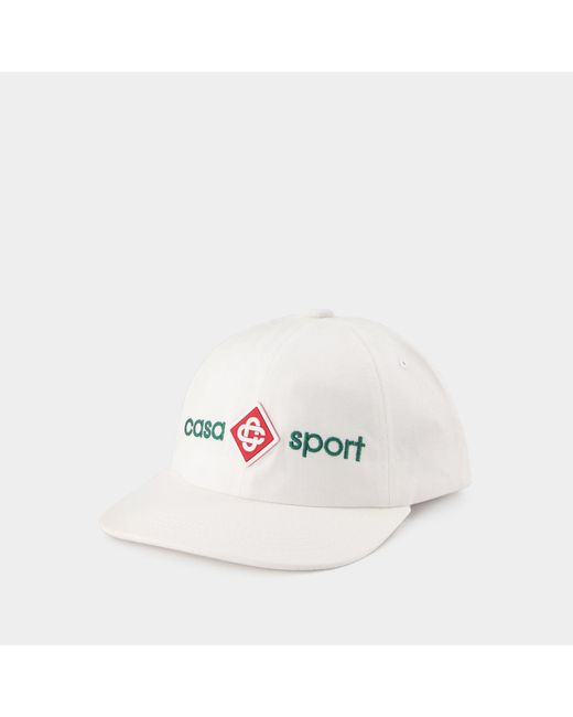 CASABLANCA Embroidered Casa Sport Logo Hat - - White - Cotton