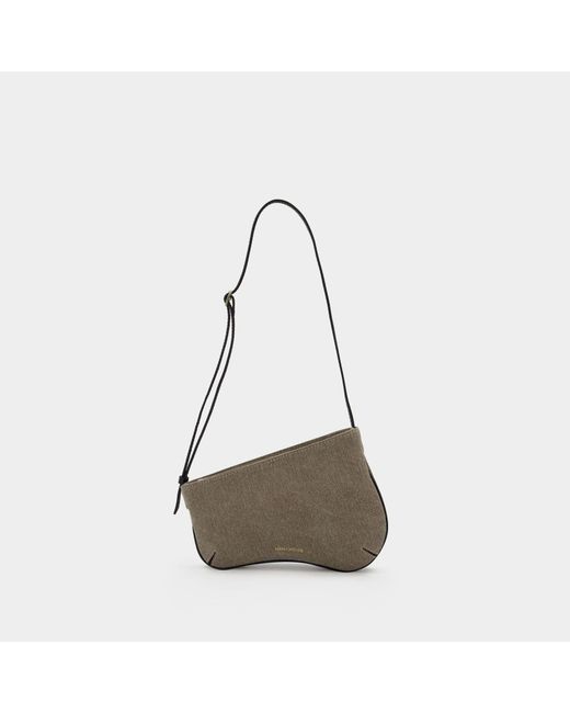 MANU Atelier Gray Mini Curve Hobo Bag - - Grey/black - Denim