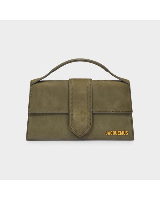 Jacquemus Handbag Le Grand Bambino In Green Forest Suede Calf Leather