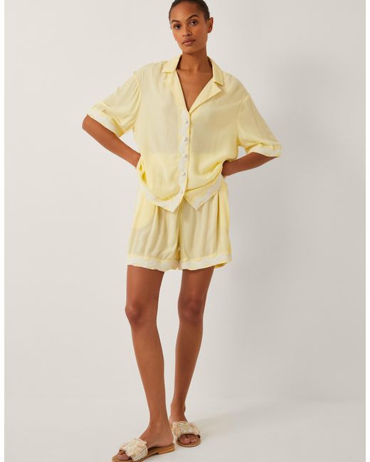 Monsoon Natural Sienna Ricrac Short Sleeve Shirt Yellow