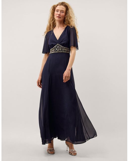 Monsoon Sienna Embellished Maxi Dress Blue