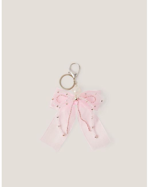 Monsoon Pink Bead & Ribbon Bow Bag Charm