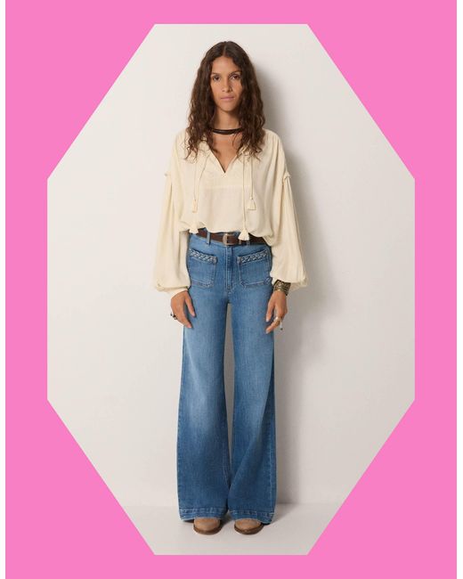 Monsoon Pink Maison Hotel Giuletta Wide Leg Jeans Blue