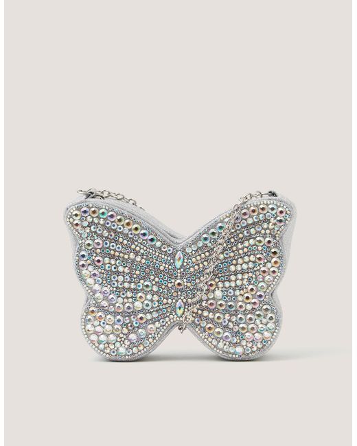 Monsoon Gray Diamanté Butterfly Bag