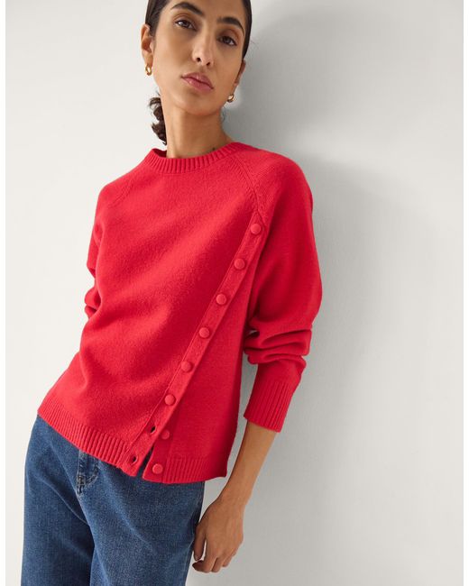 Monsoon Red Bray Asymmetrical Button Jumper