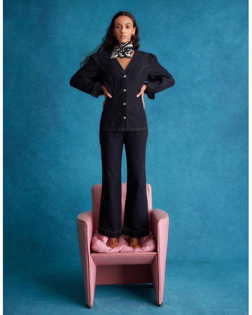 Monsoon Teri Tailored Denim Shirt Blue