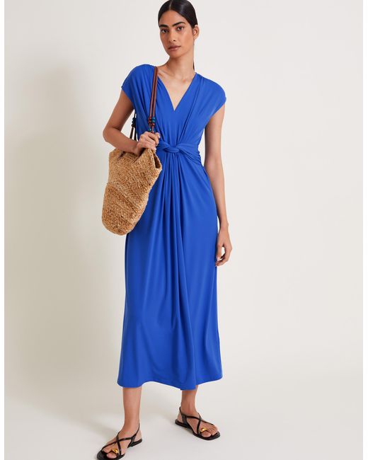 Monsoon Jaya Jersey Maxi Dress Blue