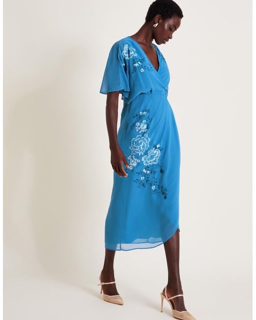 Monsoon Lyla Floral Embellished Midi Dress Blue Lyst UK