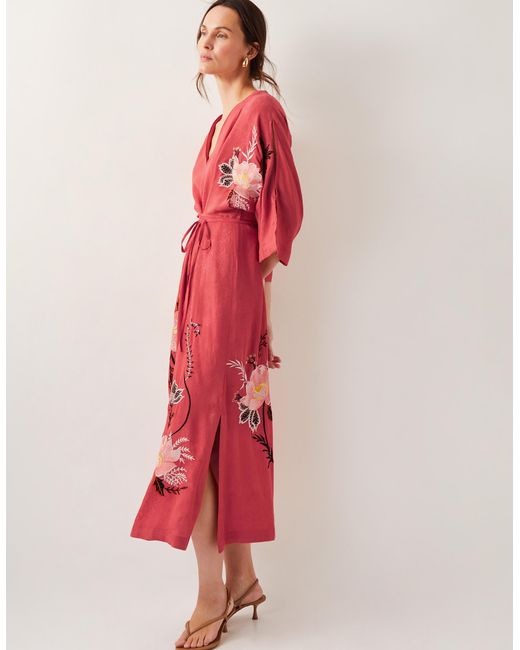 Monsoon Jasmine Kimono Midi Dress Orange in Red Lyst UK