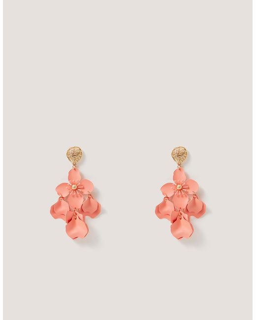 Monsoon Pink Floral Drop Stud Earrings