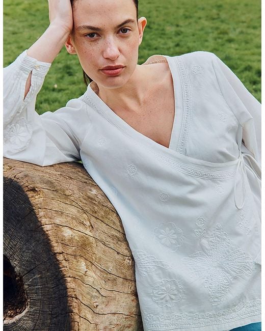 Monsoon East Romana Hand-chikankari Embroidered Top White