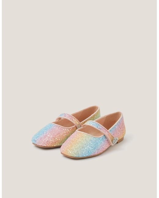 Monsoon Natural Pastel Glitter Ballet Flats Multi