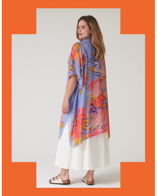 Monsoon White One Hundred Stars Crane Print Throwover Jacket