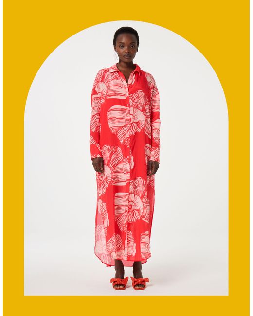 Monsoon White Fabienne Chapot Denis Shell Print Shirt Dress Red