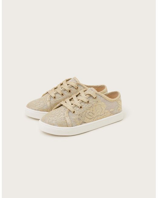 Monsoon Natural Sparkle Lace Trainers Gold