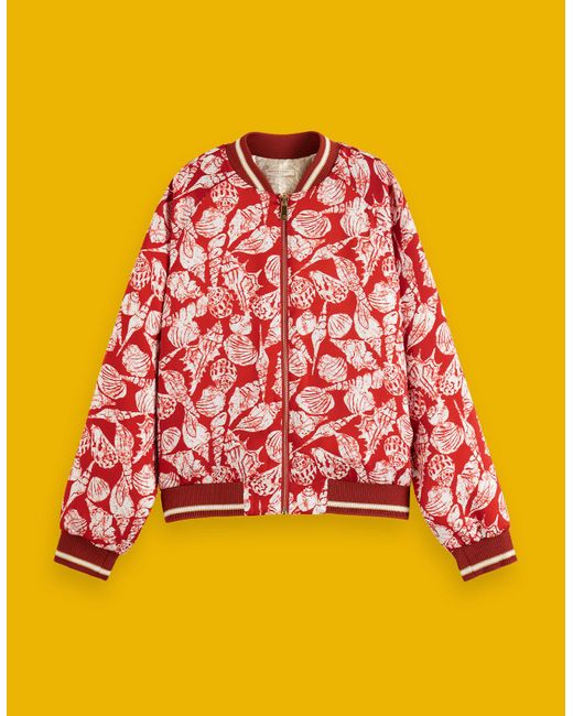 Monsoon Yellow Scotch And Soda Reversible Bomber Jacket Red