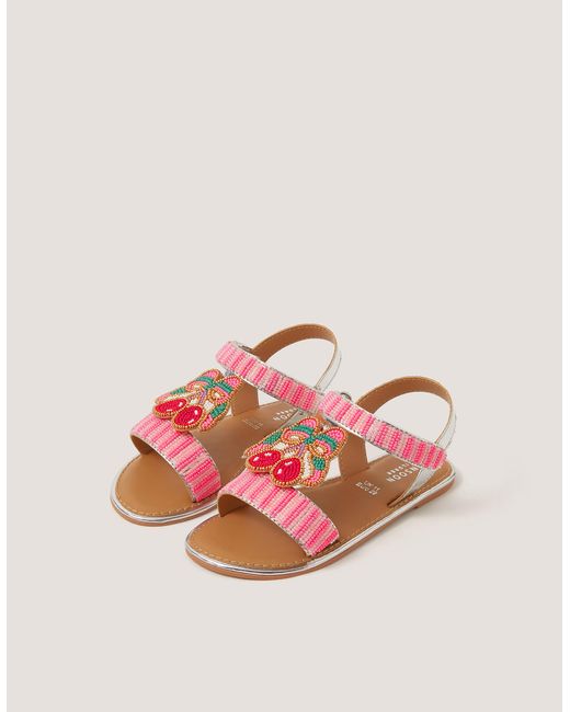 Monsoon Pink Cherry Beaded Sandals Multi