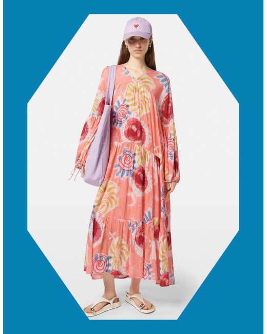 Monsoon Blue Scotch And Soda Crinkle Maxi Dress Pink