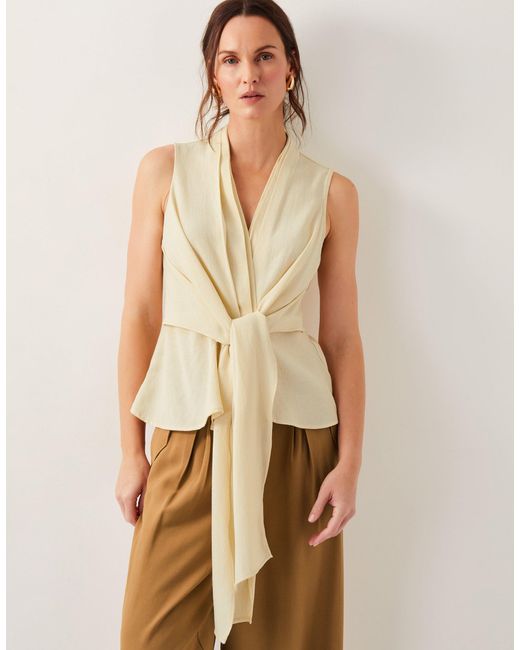 Monsoon Natural Jasmine Tie-front Tank Top Ivory