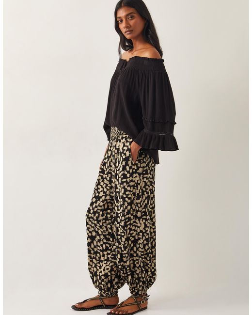 Monsoon Ania Batik Print Trousers Black