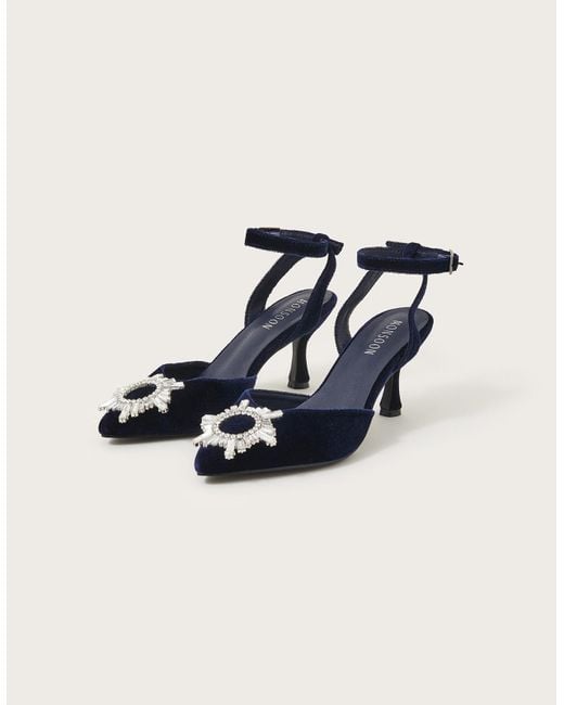 Monsoon Brooch Kitten Heels Blue