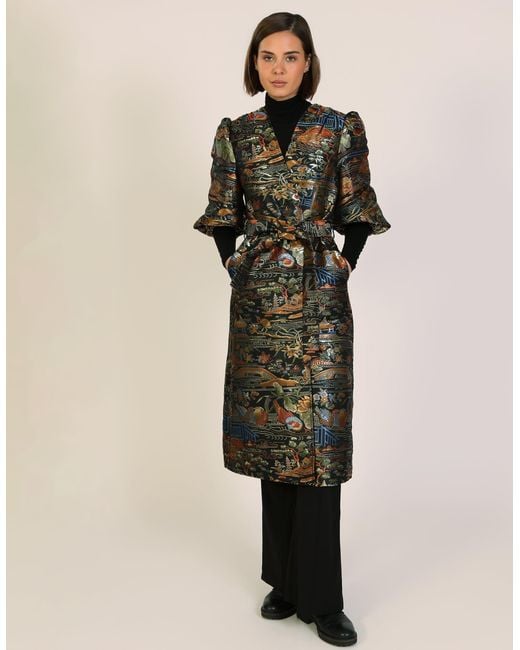 Monsoon Natural Traffic People Scenic Jacquard Duster Coat Multi