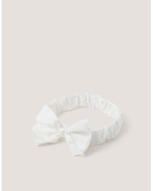 Monsoon Natural Satin Bow Bando Headband Ivory