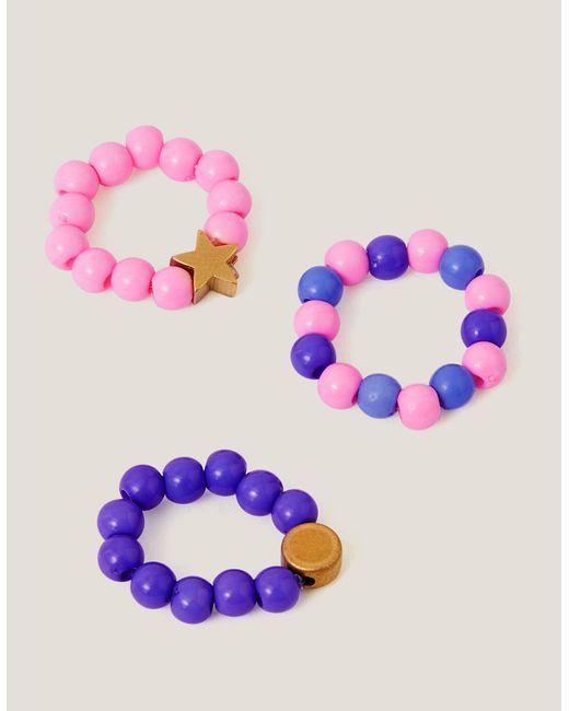 Monsoon Pink 3-pack Beaded Rings