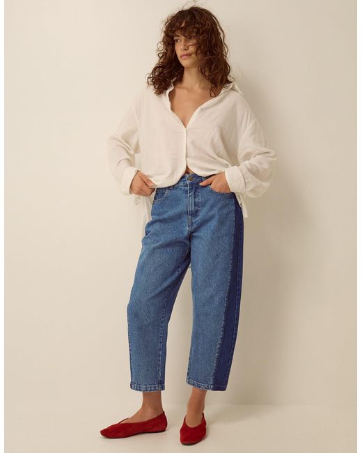Monsoon Natalie Contrast Barrel Jeans Blue