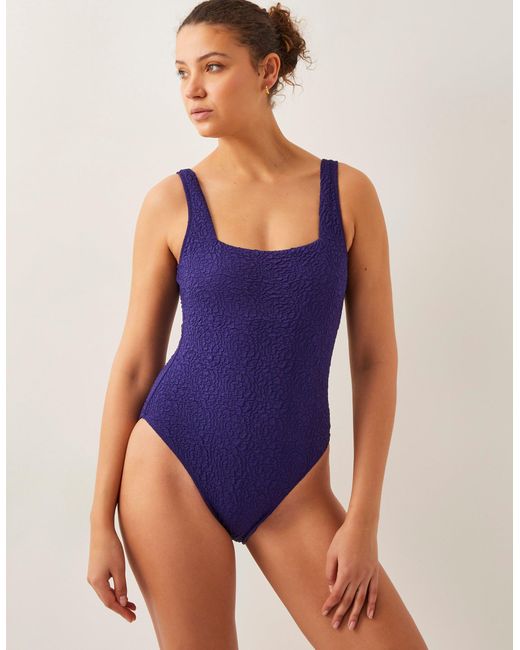 Monsoon Kylee Textured Square Neck Swimsuit Blue