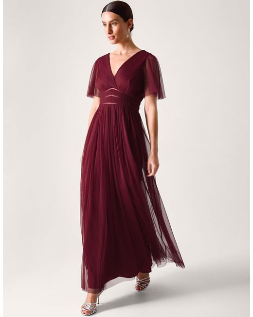 Monsoon Red Short Sleeve Bridesmaid Dress