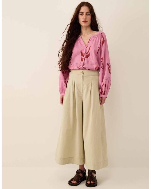 Monsoon Pink East Rosie Cotton Twill Trousers Green