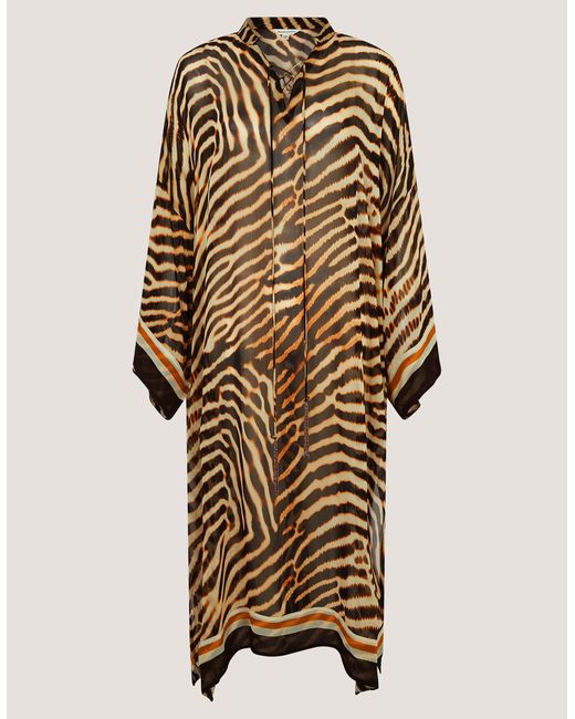Monsoon Natural Clarissa Animal Print Midi Kaftan