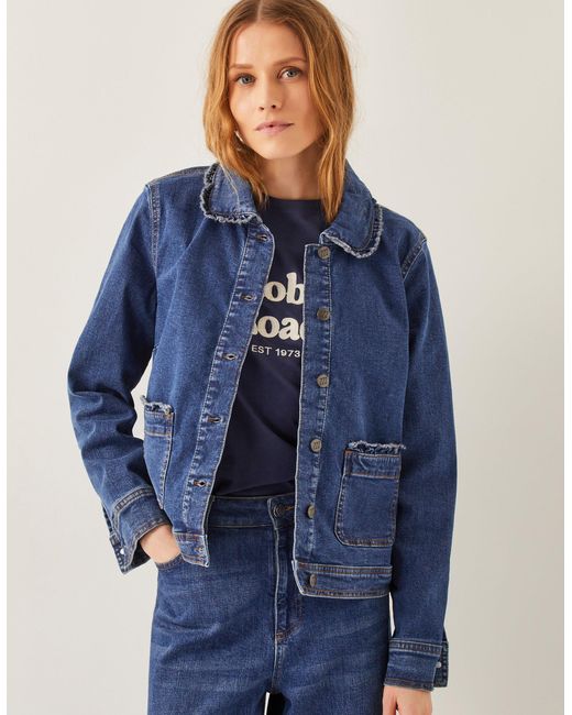 Monsoon Sadie Ruffle Denim Jacket Blue
