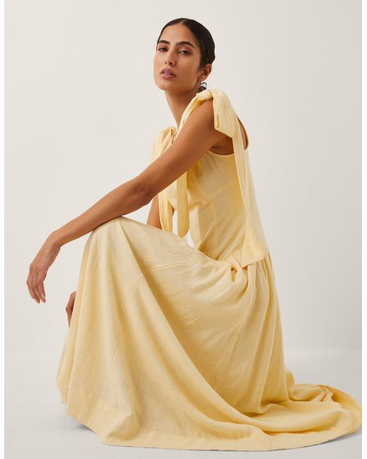 Monsoon Natural The India Edit Isabelle Drop Waist Maxi Dress Yellow