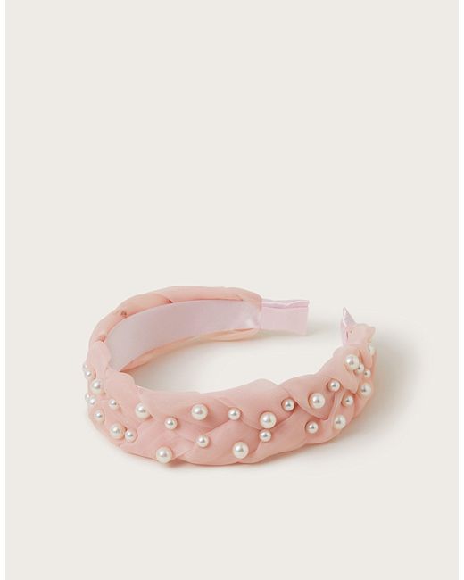Monsoon Pink Organza Braid Pearl Headband