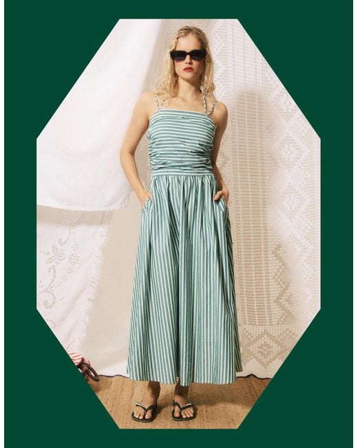 Monsoon Frnch Felice Stripe Maxi Dress Green
