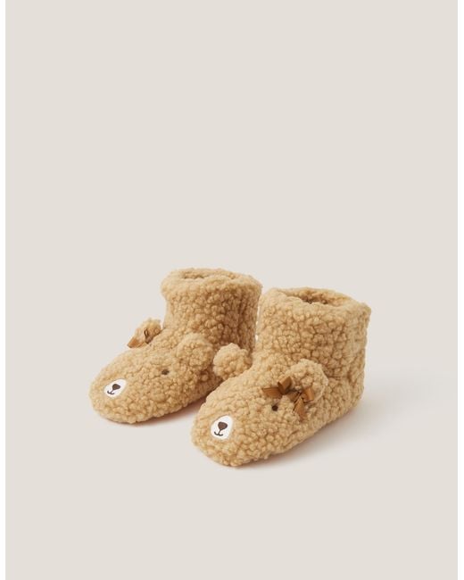 Monsoon Natural Teddy Bear Slipper Boots Tan