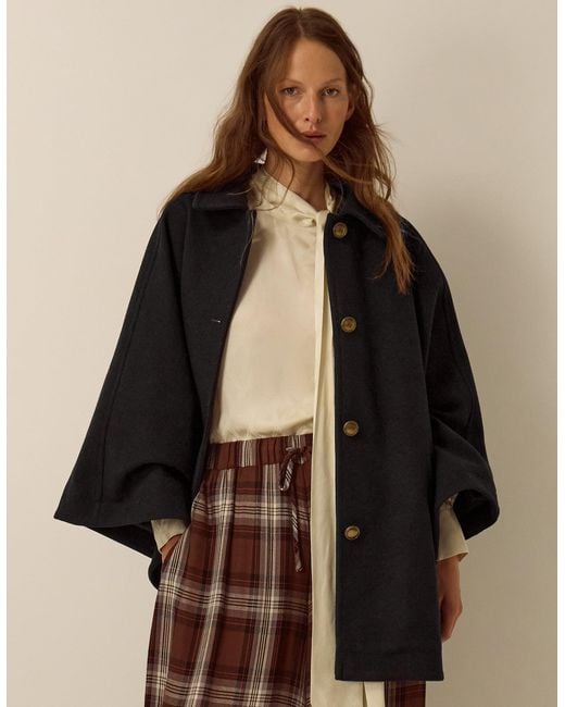 Monsoon Brown Claudie Cape Coat Black