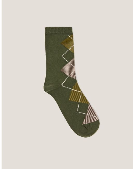 Monsoon Argyle Print Socks Green