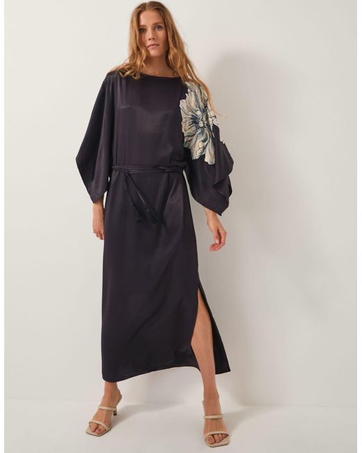 Monsoon Blue Emilia Floral Satin Kimono Dress