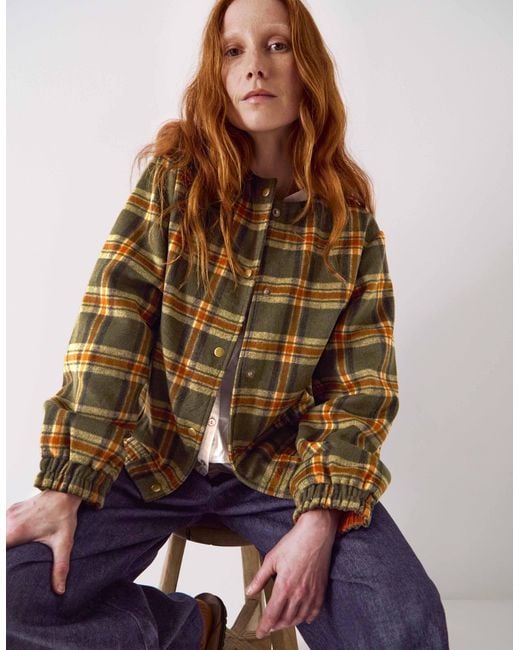 Monsoon Brown East Zoha Check Bomber Jacket Multi