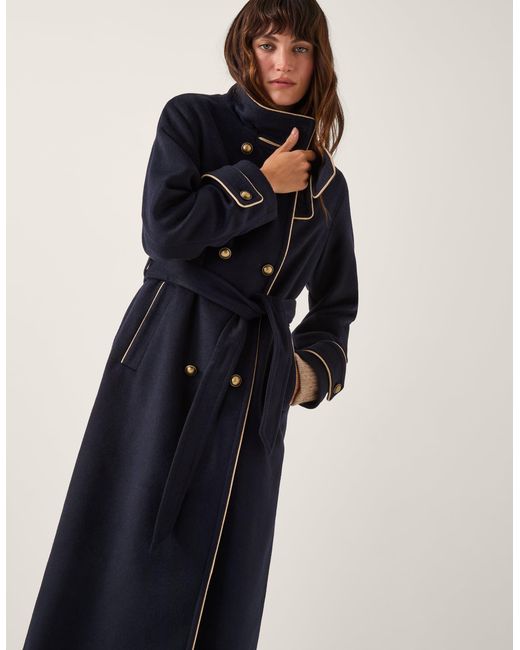 Monsoon Blue Harriet Doubled Breasted Coat