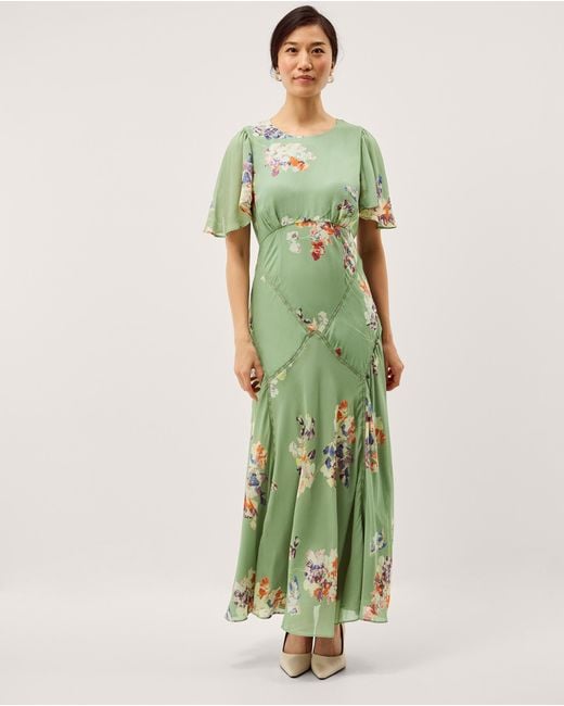 Monsoon Green Amber Floral Print Maxi Dress