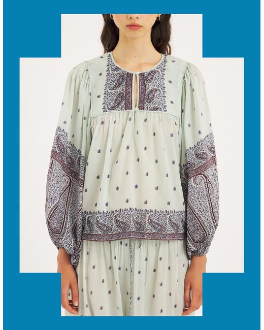 Monsoon Antik Batik Johri Hand-woven Paisley Blouse Blue