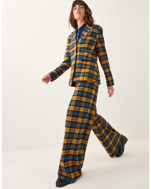 Monsoon X Sarah Corbett-winder Tartan Suit Trousers Yellow