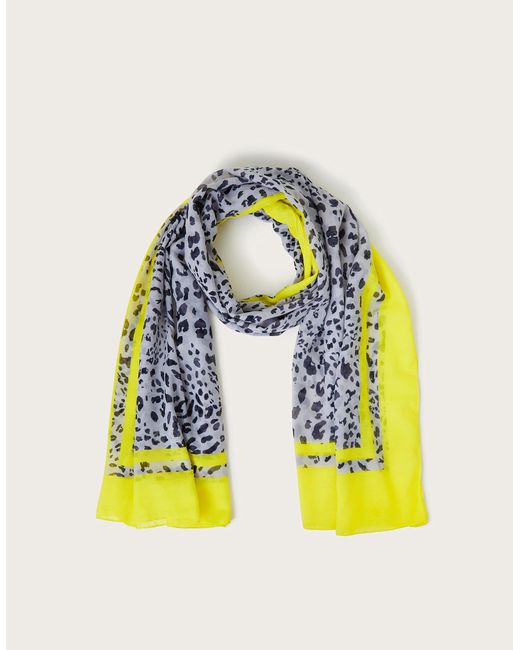 Monsoon Yellow Thea Lightweight Leopard Print Scarf