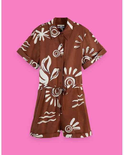 Monsoon Pink Scotch & Soda Sun Print Playsuit Brown