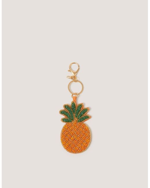 Monsoon White Pineapple Beaded Bag Charm